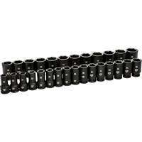 6 Point Metric Socket Set, 28 Pcs, Impact, 3/4" Drive Size, Deep Equipex