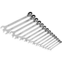 90-Tooth 12 Point SAE Reversible Ratcheting Wrench Set, Ratcheting Combination, 14 Pieces, Imperial Equipex