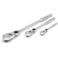 1/4", 3/8" & 1/2" Drive 90-Tooth Locking  Teardrop Ratchet Set Equipex