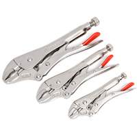 Curved Jaw Locking Pliers with Wire Cutter Set, 3 Pieces Equipex