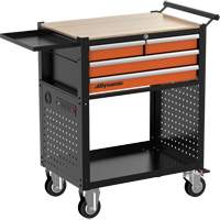 Chariot utilitaire, 4 tiroirs, Noir/Orange Equipex