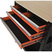 Chariot utilitaire, 4 tiroirs, Noir/Orange Equipex