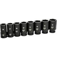 6 Point SAE Socket Set, 8 Pcs, Impact, 3/4" Drive Size, Deep Equipex