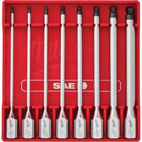 Jeu de douilles longues &agrave; embouts SAE, Sph&egrave;re hexagonale, Prise 3/8", 8 mr Equipex