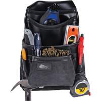 Sac robuste Phantom pour clous et outils, Cuir, 10 pochettes, Noir Equipex