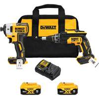 MAX Brushless Cordless Drywall Screw Gun & Impact Driver Kit, 20 V Equipex
