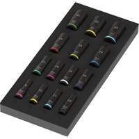 Insert en mousse pour jeu de douilles profondes Impaktor 1 Zyklop B, 15 Mcx, Chocs, Prise de 3/8", Profond Equipex