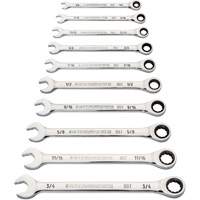 90-Tooth 12-Point Wrench Set, Ratcheting Combination, 10 Pieces, Imperial Equipex