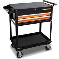 Chariot utilitaire, 2 tiroirs, 32-1/2" la x 42" h, Noir/Orange Equipex