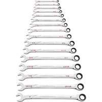 Jeu de cl&eacute;s SAE 120XP Universal Spline XL, Combinaison &agrave; cliquet, 16 morceaux, Imp&eacute;rial Equipex