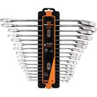 90-Tooth 12-Point Reversible Wrench Set, Ratcheting Box, 16 Pieces, Metric Equipex