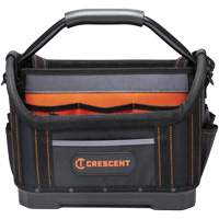 14" Tradesman Open Top Tool Bag, 1680 Denier/Polyester, 25 Pockets, Black/Grey/Orange Equipex