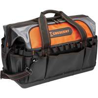 20" Contractor Tool Bag, 1680 Denier/Polyester, 31 Pockets, Black/Grey/Orange Equipex