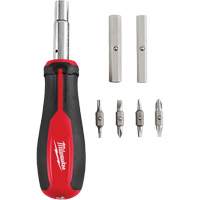 11-in-1 Magnetic 1/4" & 3/8" Drive Multi-Bit Screwdriver, 8" L, Cushion Grip Handle Equipex
