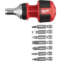 8-in-1 Compact Ratcheting 1/4" Drive Multi-Bit Driver, Cushion Grip Handle Equipex