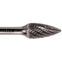 Double Cut Tapered Burr, SG-5, 1/2" Dia., 1/4" Shank, 1" Depth of Cut Equipex