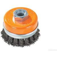 Knot-Twisted Wire Cup Brush with Ring, 4" Dia. x 5/8"-11 Arbor Equipex