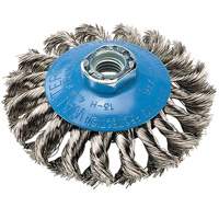 Knot-Twisted Wire Saucer Cup Brush, 6" Dia. x 5/8"-11 Arbor Equipex