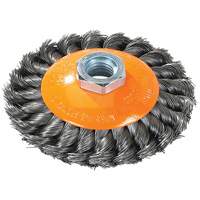 Brosse concave &agrave; fils nou&eacute;s torsad&eacute;s, Dia. 7", Fils 0,02", Arbre 5/8"-11, Acier Equipex