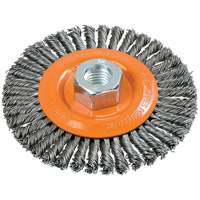 Stringer Bead Knotted Wire Brush, 4-1/2" Dia., 0.02" Fill, 5/8"-11 Arbor, Steel Equipex