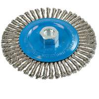 Knot-Twisted Stringer Bead Wire Wheel, 6" Dia., 0.02" Fill, 5/8"-11 Arbor, Aluminum/Stainless Steel Equipex