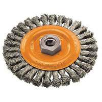 Wide Knotted Wire Wheel Brush, 4" Dia., 0.02" Fill, 5/8"-11 Arbor, Steel Equipex