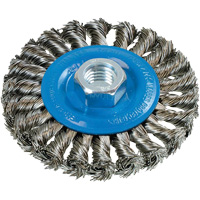Wide Knotted Wire Wheel Brush, 5/8"-11 Arbor, Steel Equipex