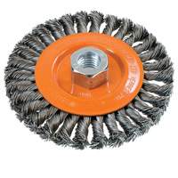 Wide Knotted Wire Wheel Brush, 5" Dia., 0.02" Fill, 5/8"-11 Arbor, Steel Equipex