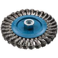 Wide Knotted Wire Wheel Brush, 6" Dia., 0.02" Fill, 5/8"-11 Arbor, Aluminum/Stainless Steel Equipex