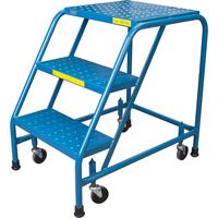 Rolling Step Ladder, 3 Steps, 18" Step Width, 28" Platform Height, Steel Equipex