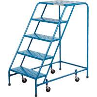 Rolling Step Ladder, 5 Steps, 18" Step Width, 46" Platform Height, Steel Equipex
