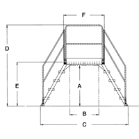 &eacute;chelles de liaison, 128" Port&eacute;e hors tout, 60" ha x 60" p, 24" Largeur de la marche Equipex