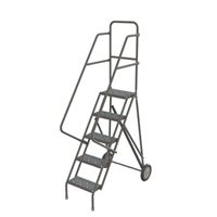 &eacute;chelles roulantes en acier, 5 marches, Largeur de la marche 16", Hauteur de la plateforme 50", Acier Equipex