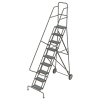&eacute;chelles roulantes en acier, 9 marches, Largeur de la marche 16", Hauteur de la plateforme 90", Acier Equipex