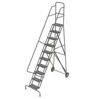 &eacute;chelles roulantes en acier, 10 marches, Largeur de la marche 16", Hauteur de la plateforme 100", Acier Equipex