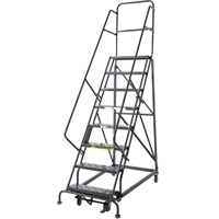 &eacute;chelles roulantes robustes, 8 marches, Largeur de la marche 24", Hauteur de la plateforme 80", Acier Equipex