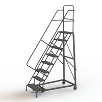 &eacute;chelles roulantes robustes, 8 marches, Largeur de la marche 24", Hauteur de la plateforme 80", Acier Equipex