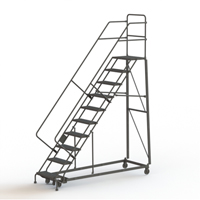 Heavy Duty Safety Slope Ladder, 10 Steps, Perforated, 50° Incline, 100" High Equipex