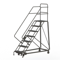 Heavy Duty Safety Slope Ladder, 7 Steps, Serrated, 50° Incline, 70" High Equipex