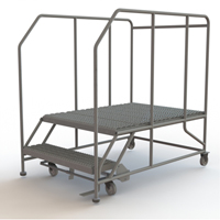 Plateforme de travail mobile, Acier, 2 Marches, 20" ha, 48" p, 36" Marche, Stri&eacute; Equipex
