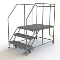 Plateforme de travail mobile, Acier, 3 Marches, 30" ha, 48" p, 36" Marche, Stri&eacute; Equipex