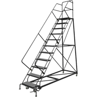Safety Slope Rolling Ladder, 11 Steps, Perforated, 50° Incline, 110" High Equipex
