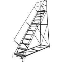 Safety Slope Rolling Ladder, 12 Steps, Perforated, 50° Incline, 120" High Equipex