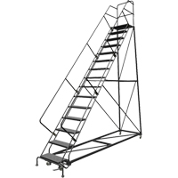 Safety Slope Rolling Ladder, 15 Steps, Perforated, 50° Incline, 150" High Equipex