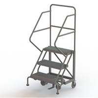 Safety Slope Rolling Ladder, 3 Steps, Serrated, 50° Incline, 30" High Equipex