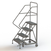 Safety Slope Rolling Ladder, 4 Steps, Serrated, 50° Incline, 40" High Equipex