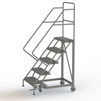 Safety Slope Rolling Ladder, 5 Steps, Serrated, 50° Incline, 50" High Equipex