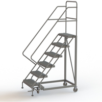 Safety Slope Rolling Ladder, 6 Steps, Serrated, 50° Incline, 60" High Equipex