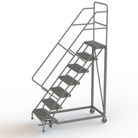 Safety Slope Rolling Ladder, 7 Steps, Serrated, 50° Incline, 70" High Equipex