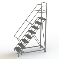 Safety Slope Rolling Ladder, 8 Steps, Serrated, 50° Incline, 80" High Equipex